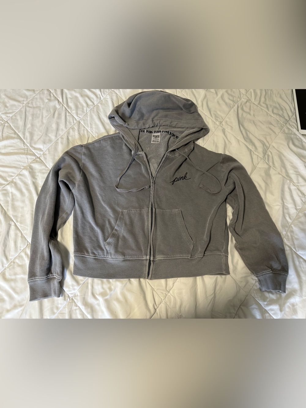 Victoria's Secret PINK Cropped Gray Zip Hoodie